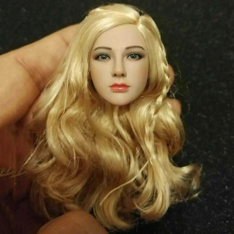 1/6 Girl Head Sculpt Long Blonde Hair for 12" Female Action Figure