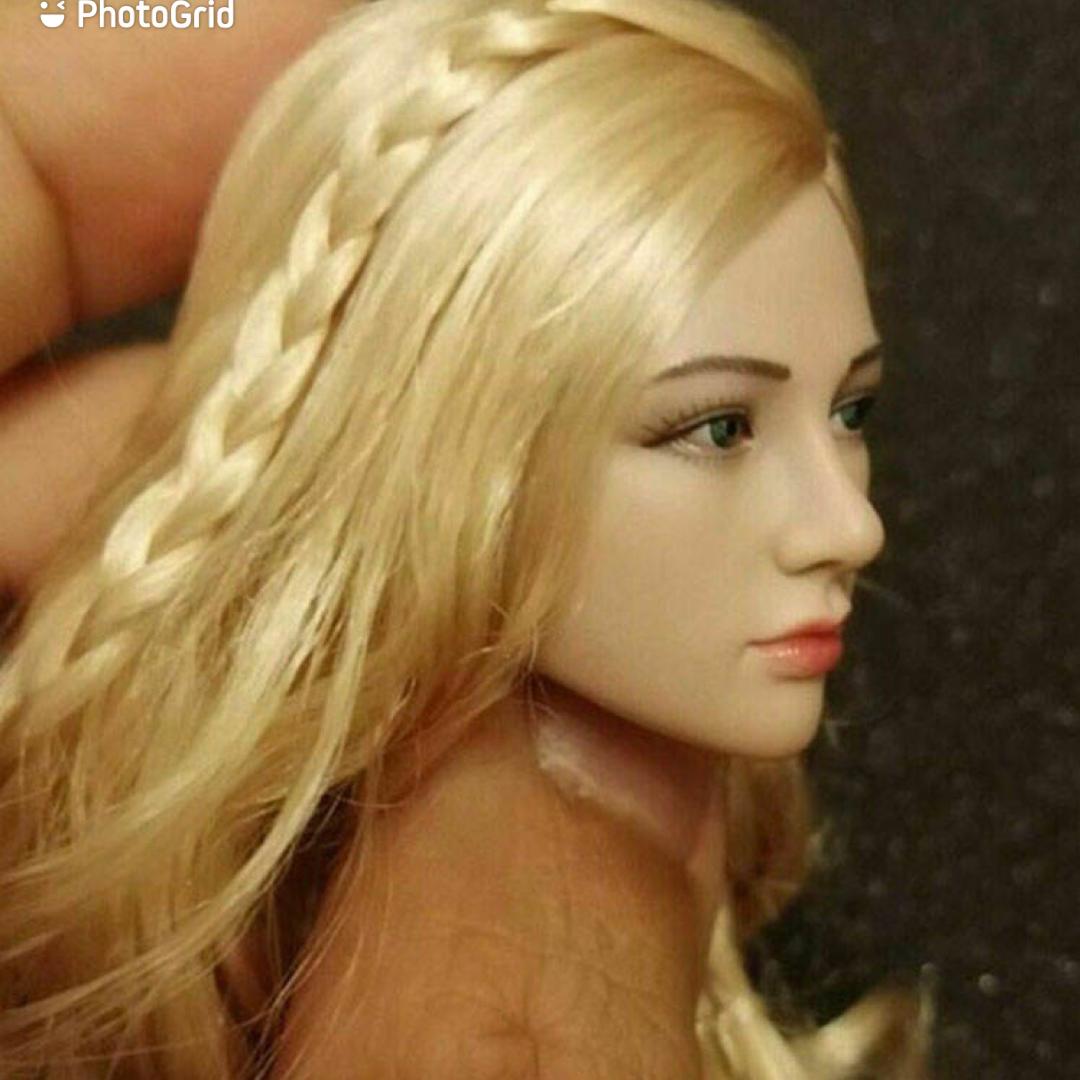 1/6 Girl Head Sculpt Long Blonde Hair for 12" Female Action Figure