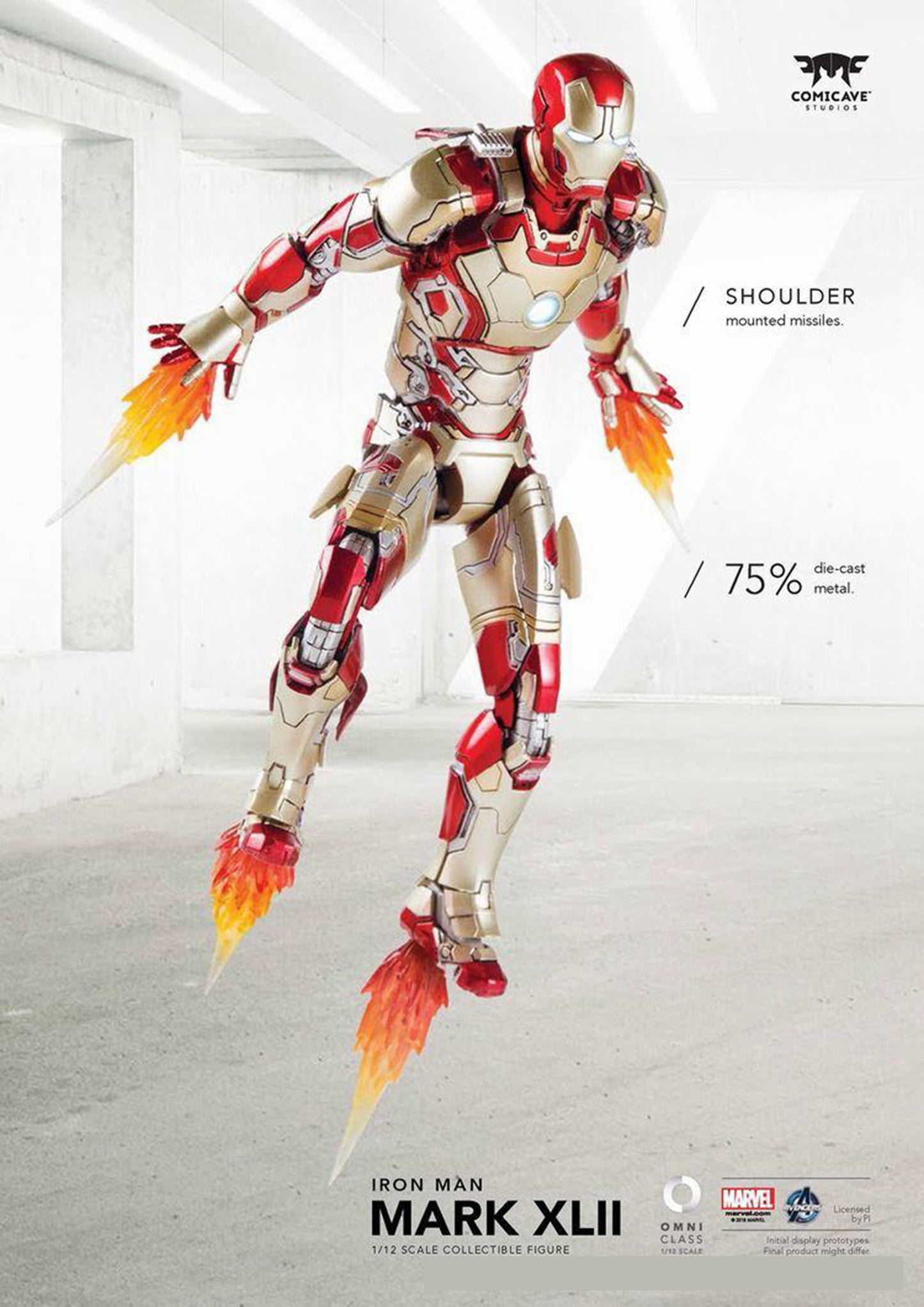 Comicave 1:12 Scale Alloy Iron Man MK42 LED Diecast Action Figure Model