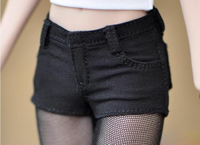 1/6 Clothing Female T-shirt See-through Top Mesh Stockings Shorts