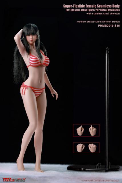 1/6 Female Girl Seamless Body with Head Sculpt bikini