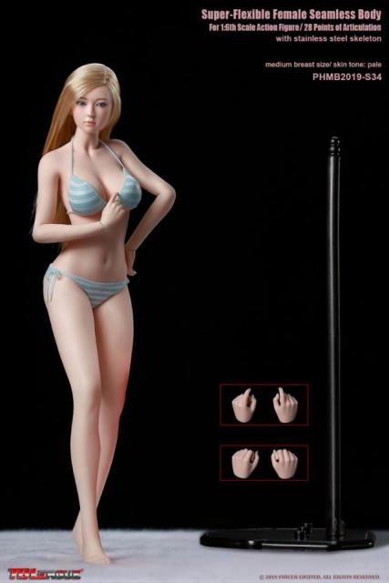 1/6 Female Girl Seamless Body with Head Sculpt bikini