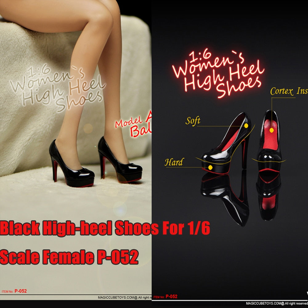 1/6 Scale Action Figure Female Black High-heel Shoes